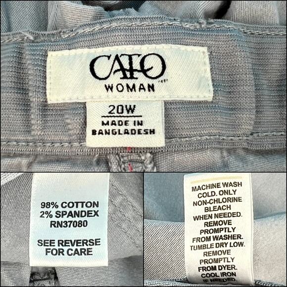 Cato Woman Capri Drawstring Hem Pants Pockets Plus Size 20W 98% Cotton Gray - Picture 11 of 15